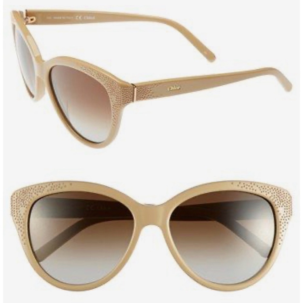 Chloé 'Suzanna' 56mm Cat Eye Sunglasses Beige with Case & Cloth